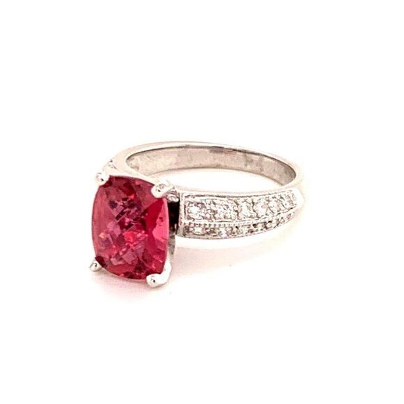 Diamond Tourmaline Rubellite Ring 6.75 14k Gold 4.10 TCW Certified $4,600 911206 - Picture 14 of 17
